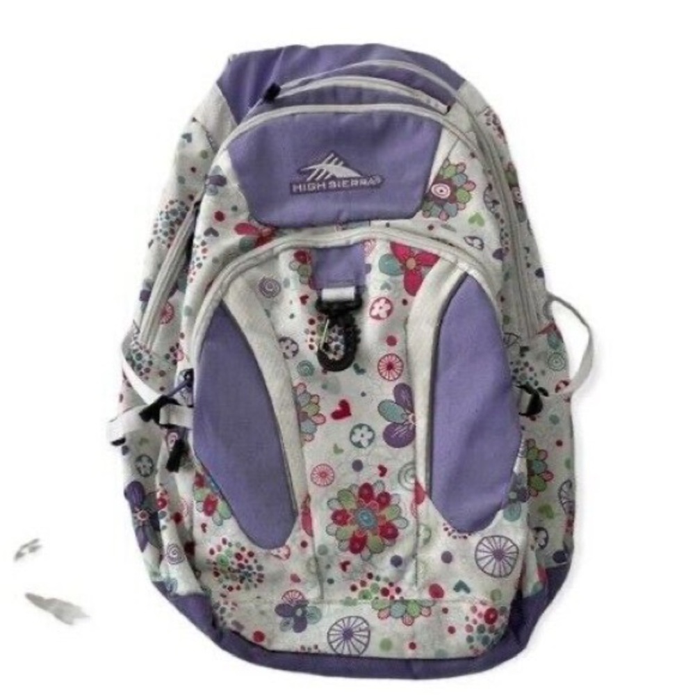 High Sierra Purple and Gray Backpack Floral Design